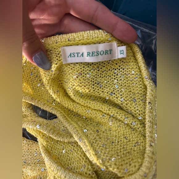 Asta Resort Natalia Dress - Chartreuse Sequins yellow green sheer maxi bodycon - Picture 3 of 6